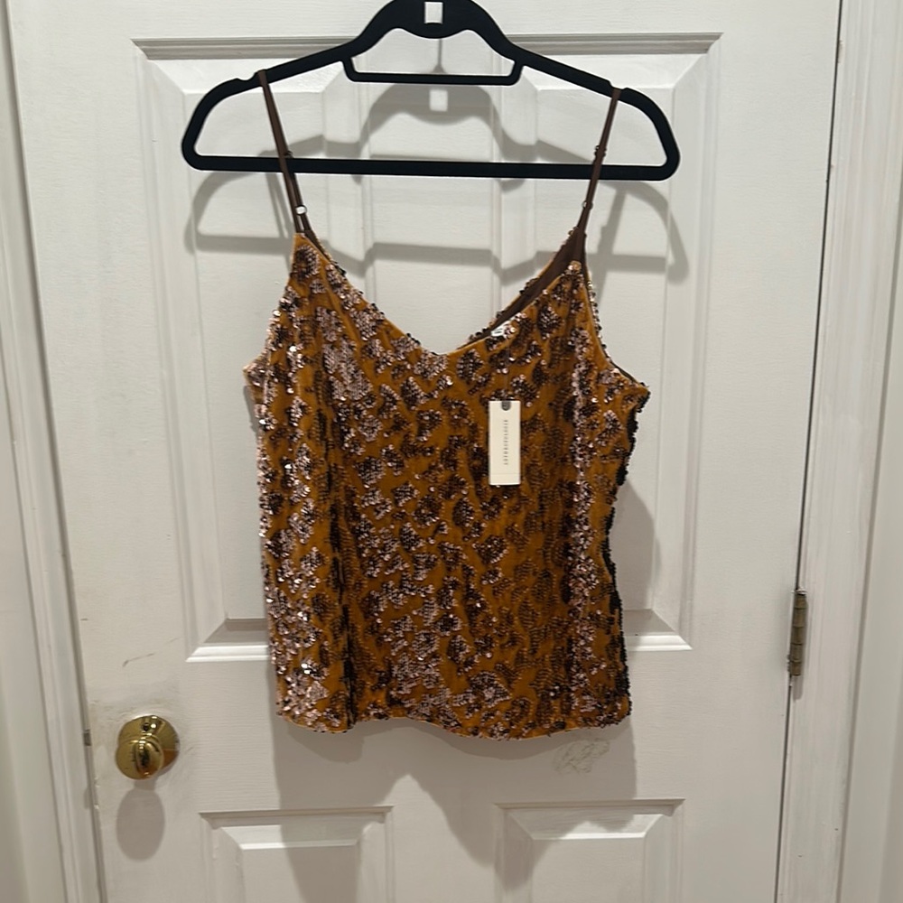 Anthropologie RO&DE Sequin Brown Cami Top